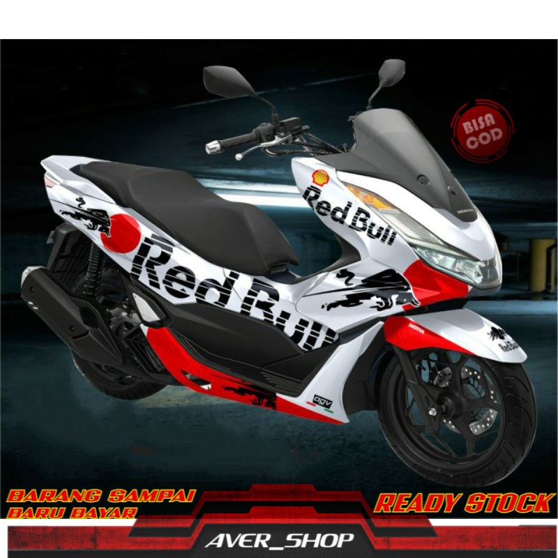 Decal new pcx 160 2021 full body motif red bull white Striping motor pcx 160 Sticker decal pcx 2021