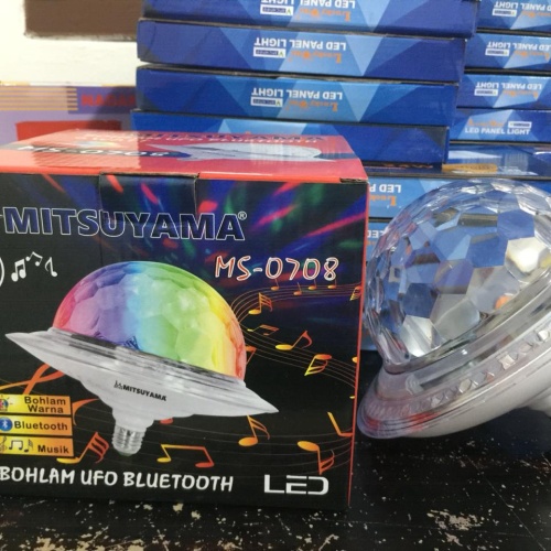 Lampu Disko Speaker Bluetooth UFO mitsuyama MS-0708Mewah Elegan Bohlam Disco RGB Remote Control Wireless Bluetooth (COD)