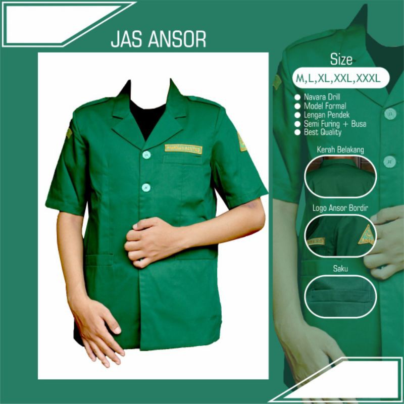 JAS ANSOR LENGAN PENDEK JAS ANSOR KANCING EMPAT JAS ANSOR EXCLUSIVE