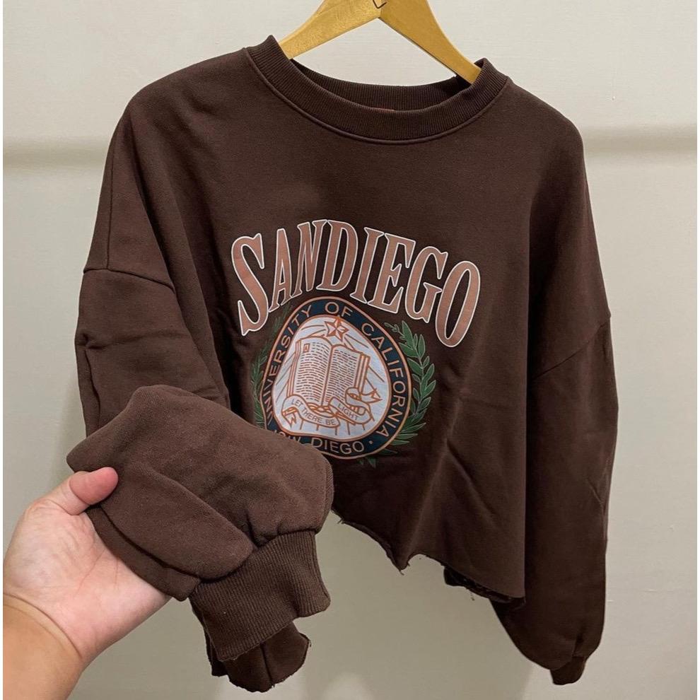 SANDIEGO Oversized Sweater Croope Coklat Fleece