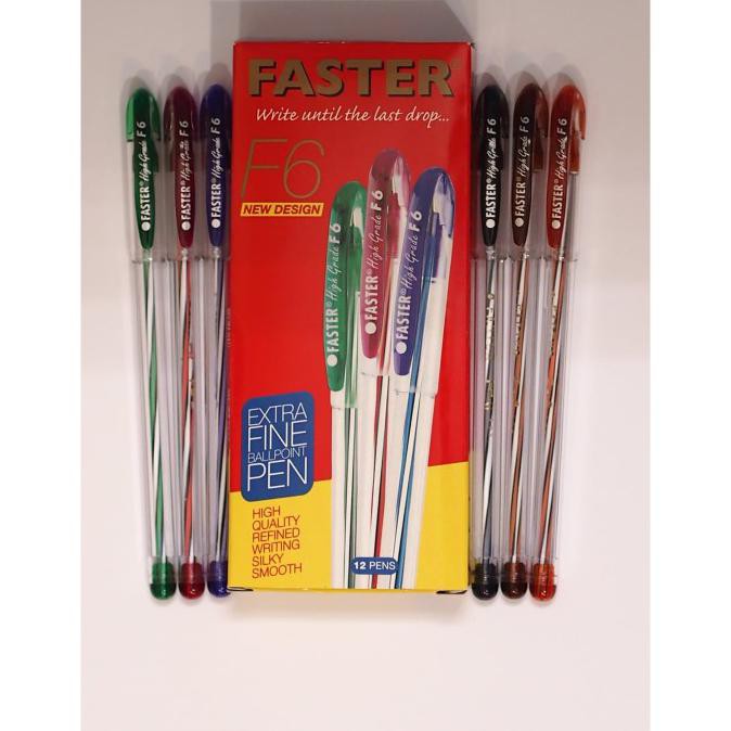 

Diskon Ballpoint/ Pulpen Faster F6, 0.7mm isi 12 pcs- Black Promo Awal tahun