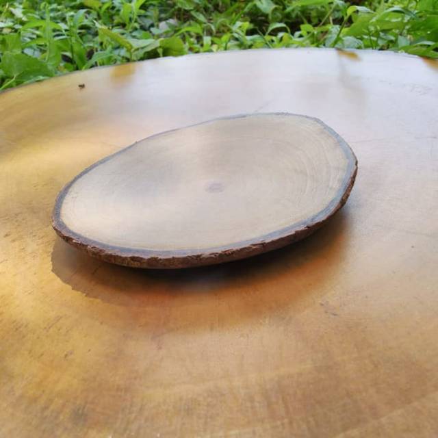 wooden plate piring kayu kecil tempat saus sambal snack makanan buah