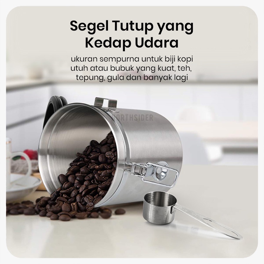 COFFEE STORAGE WITH SPOON+VALVE+DATE 1800ML - TOPLES KOPI KEDAP UDARA