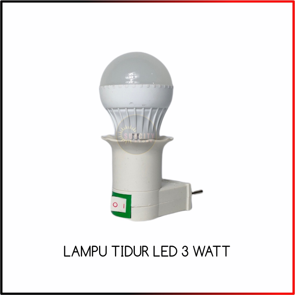 Lampu Tidur 3 Watt 1 Set + Fiting Saklar ON/OFF - Cahaya Putih