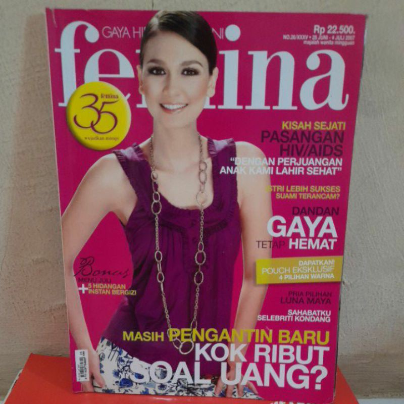 Jual Majalah Femina cover Luna Maya edisi 28 Juni - 4 Juli 2007