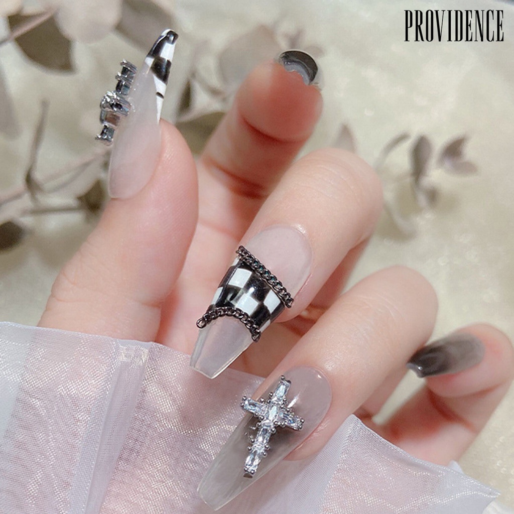 Providence Dekorasi Nail Art 3D DIY Bentuk Salib Bahan Metal