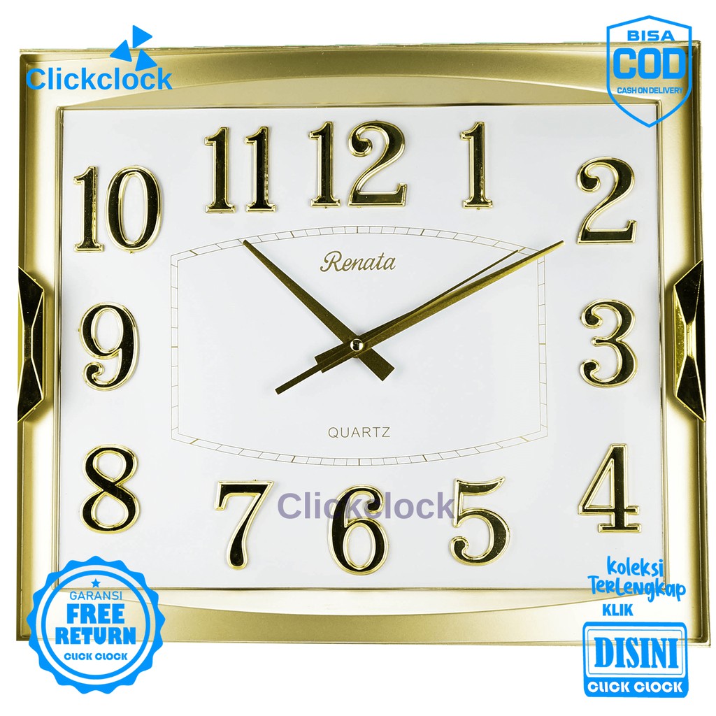 Jam Dinding Quartz Minimalis Gold Renata 9404 Besar Dekorasi Dinding Unik