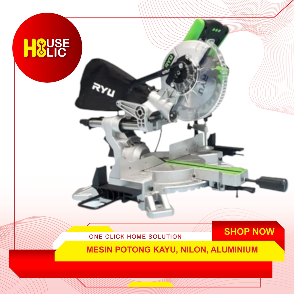 RYU Mesin Potong Kayu Nilon Aluminium 7&quot; Mitter Saw Slidding RMS 180-1