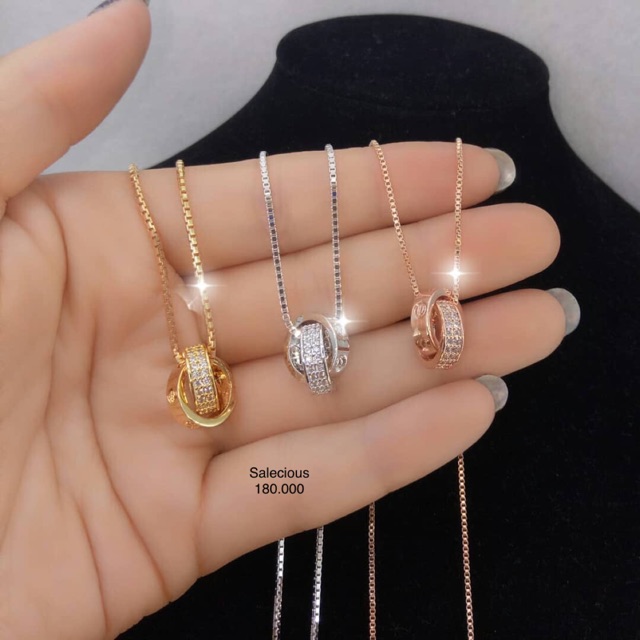 Kalung cartier perhiasan Lapis emas luxury dengan zircon italy asli