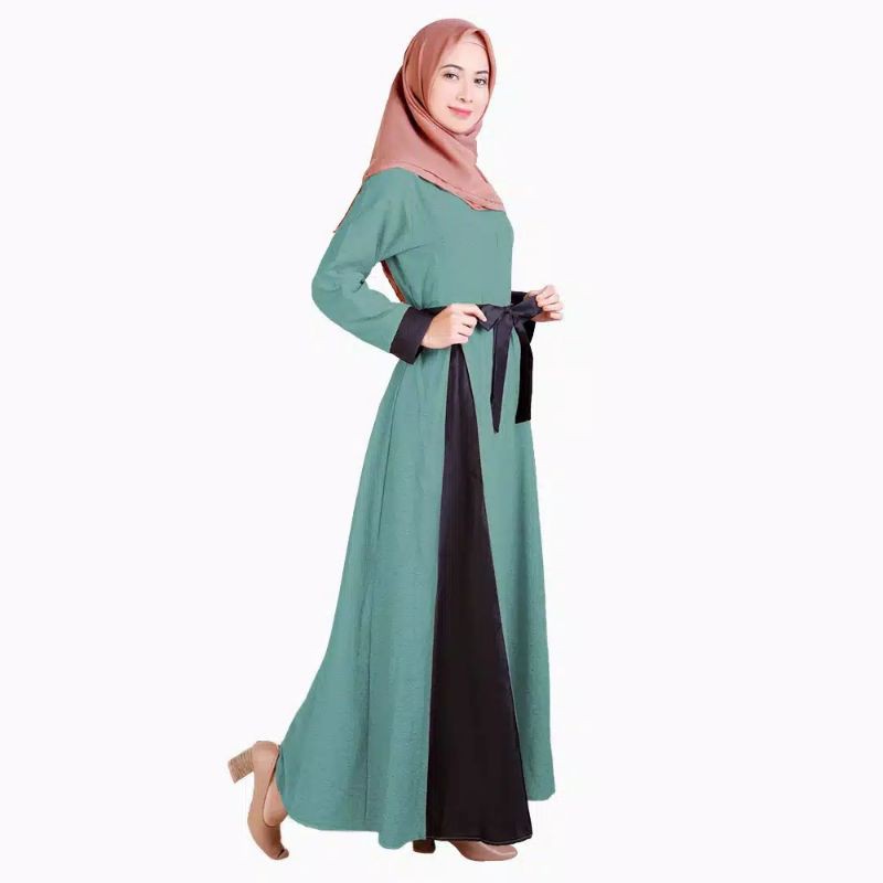 Long Dress Gamis maxi Wanita Muslim kombinasi warna - Lestari