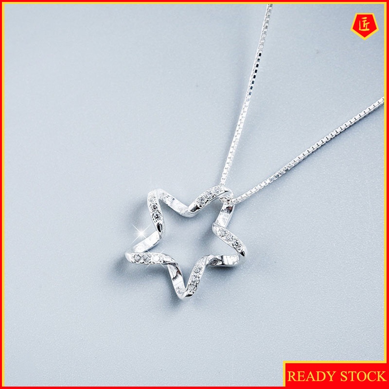 [Ready Stock]Zircon Five-Pointed Star Necklace Female Japanese and Korean Style Simple All-Match