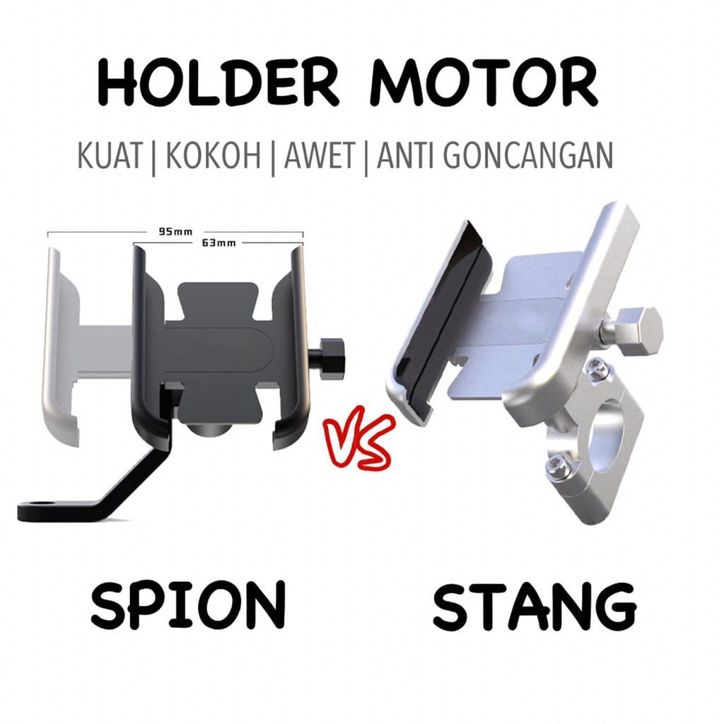 holder hp motor kualitas premium thailand full cnc holder motor stang dudukan spion usb dan non usb universal