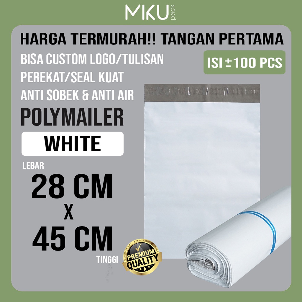 

28x45CM AMPLOP PLASTIK POLYMAILER KANTONG PLASTIK POLYBAG AMPLOP PACKING - PUTIH