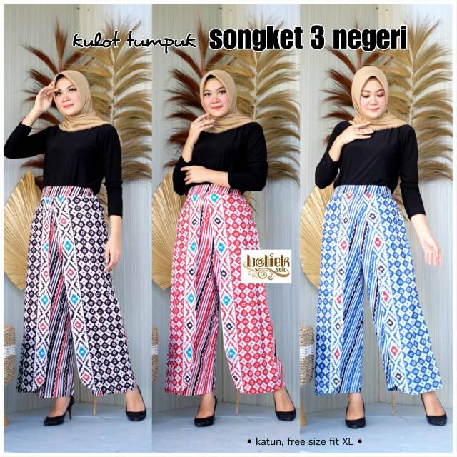 Kulot tumpuk motif songket 3 negri