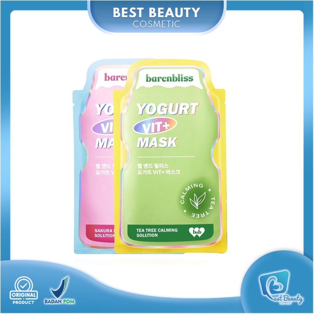 ★ BB ★ BNB barenbliss Yogurt Vit+ Mask - Calming Sheet Mask - Essence Serum - Masker Wajah Skincare 25ml