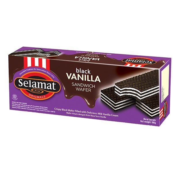 

Wafer-Biskuit- Selamat Wafer Black Vanilla 198 G -Biskuit-Wafer.