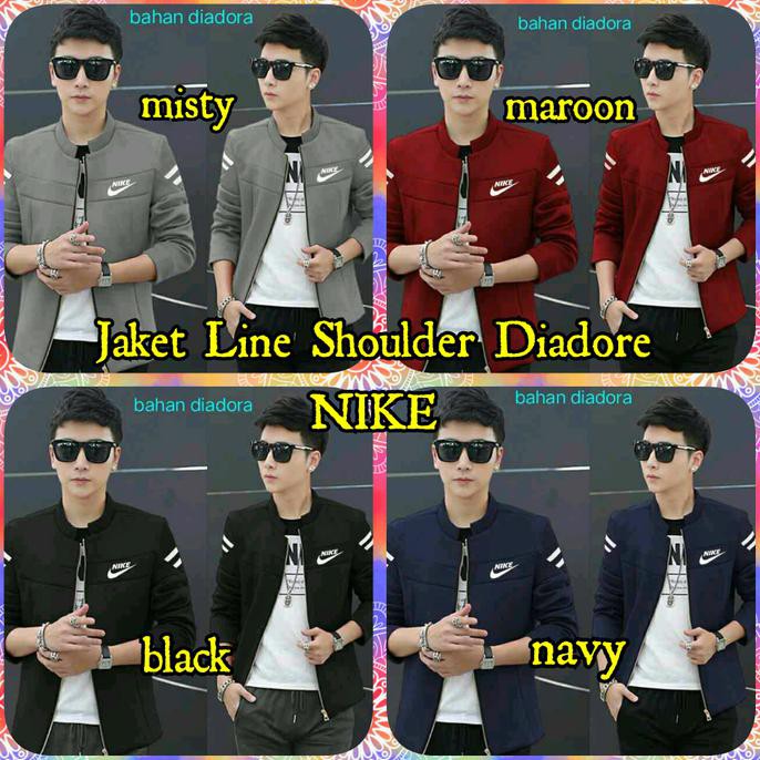 Jaket Line Shoulder Diadore NK Nike - Abu-abu Muda