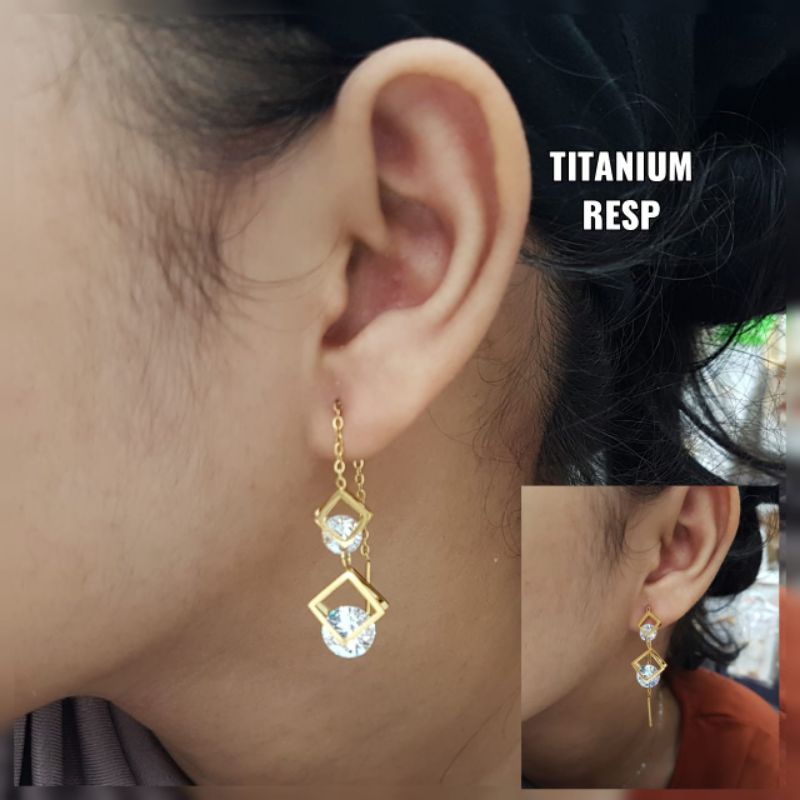 Anting titanium NBC.MEDAN lapis mas replika 24,tidak luntur,awet,bisa dipake mandi