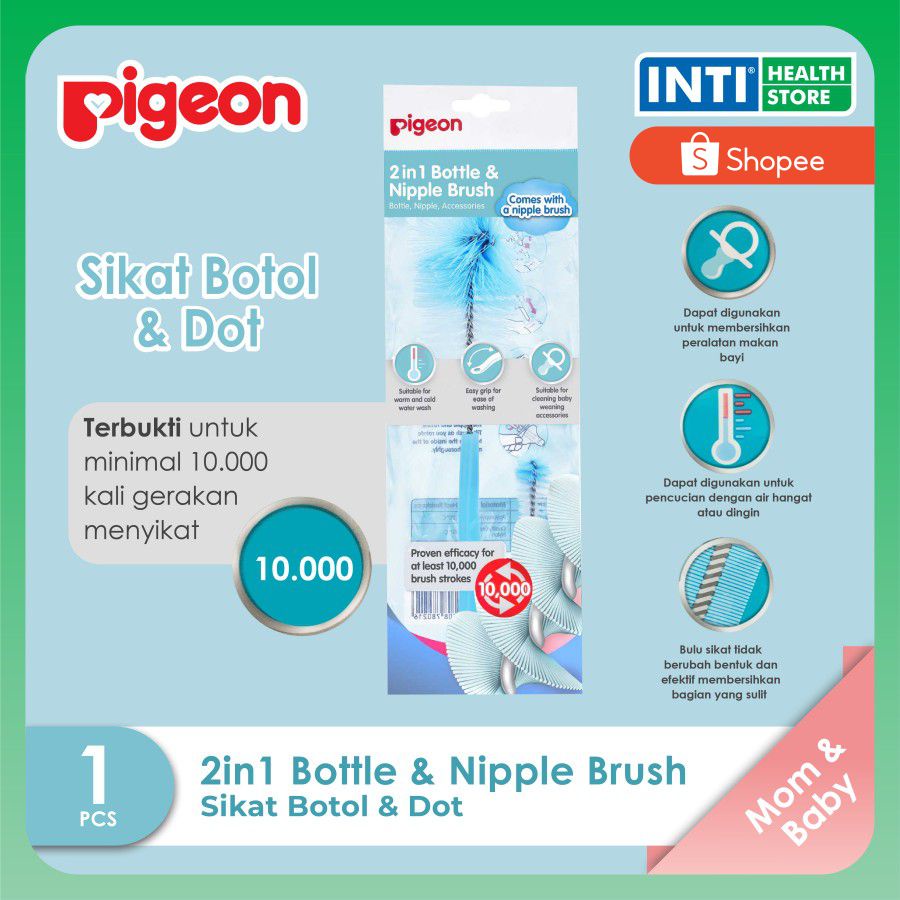 PIGEON 2in1 2 in 1 Bottle &amp; Nipple Rotary Brush Basic | Sikat Botol Susu Nilon