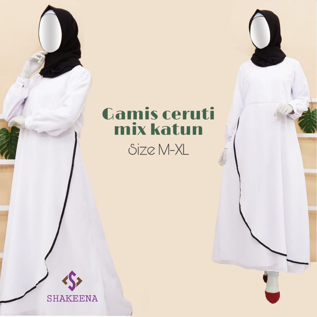 Sale Gamis Set ceruti Putih untuk umroh