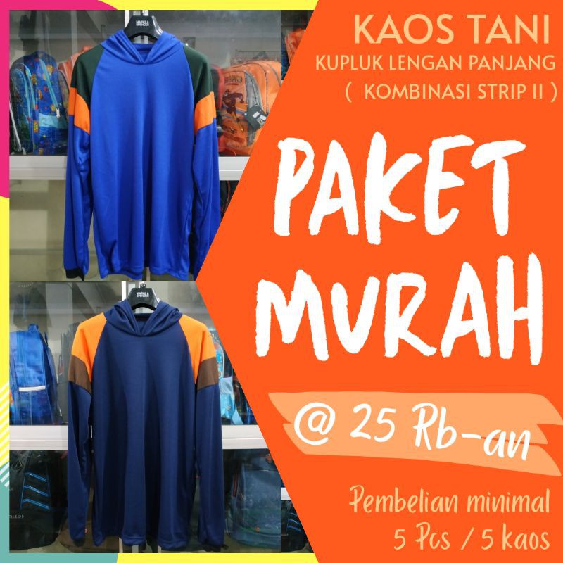 Kaos Tani Kombinasi Lengan Panjang, Kaos Sawah, Kaos Manjing, Pembelian 5 Kaos, (BASKOM STD ACAK)