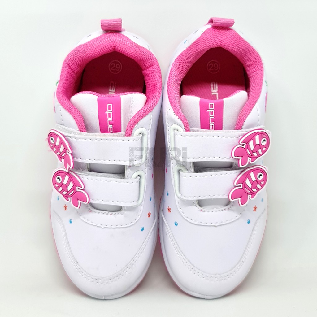 FIURI - ANDO ORIGINAL -  LILY MERMAID PEREKAT 29-36 PUTIH PINK - SEPATU SNEAKERS KANVAS SOL KARET ANAK KECIL PEREMPUAN  - SEPATU PUTRI DUYUNG KETS LUCU FASHION TRENDY - SEPATU SEKOLAH PAUD TK KRETEKAN PEREKAT CEWEK MURAH PROMO DISKON BONUS KAOS KAKI