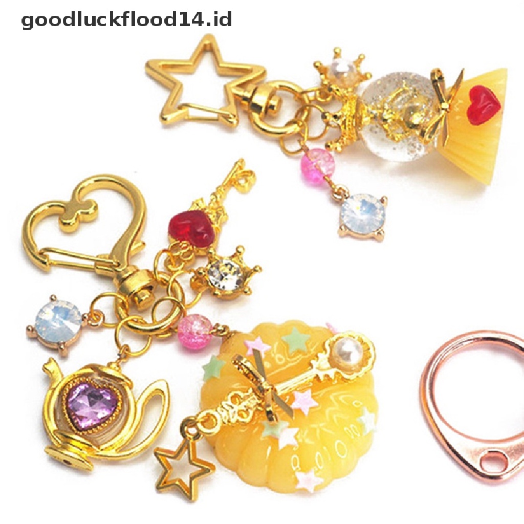 [OOID] 10pcs Love Heart Hollow Key Chain Key Ring DIY Accessories Lobster Clasp ID