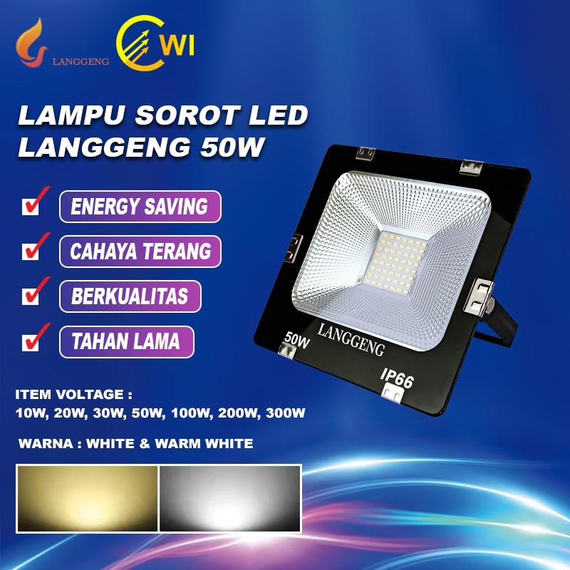 Lampu Sorot LED 50 Watt Putih/Kuning - Lampu Tembak 50 W Langgeng