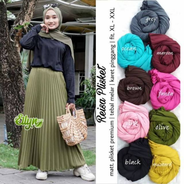 Reisa Plisket Skirt, ROK PLISKET WANITA SUPER CANTIK BAHAN PLISKET PREMIUM LP 70-104 TERMURAH OOTD MODIS TERLARIS