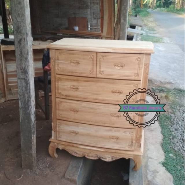 Lemari laci pendek jati mentahan - nakas/ bedside table ukir Jepara