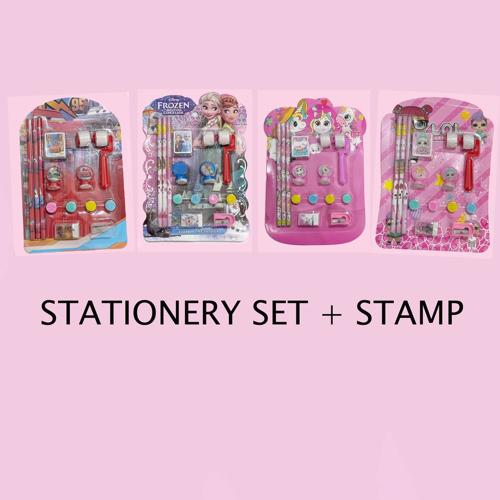 

STATIONARY SET + STAMP SET / STEMPEL FANCY KARAKTER ANAK 13 IN 1