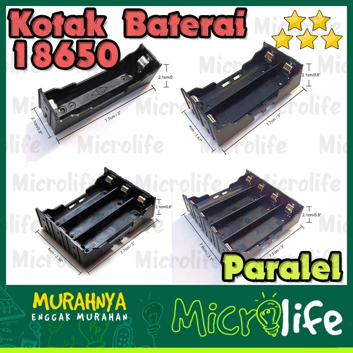 Kotak Baterai 18650 Tempat Batre Holder 1 Slot, 2 Slot, 3 Slot, 4 Slot