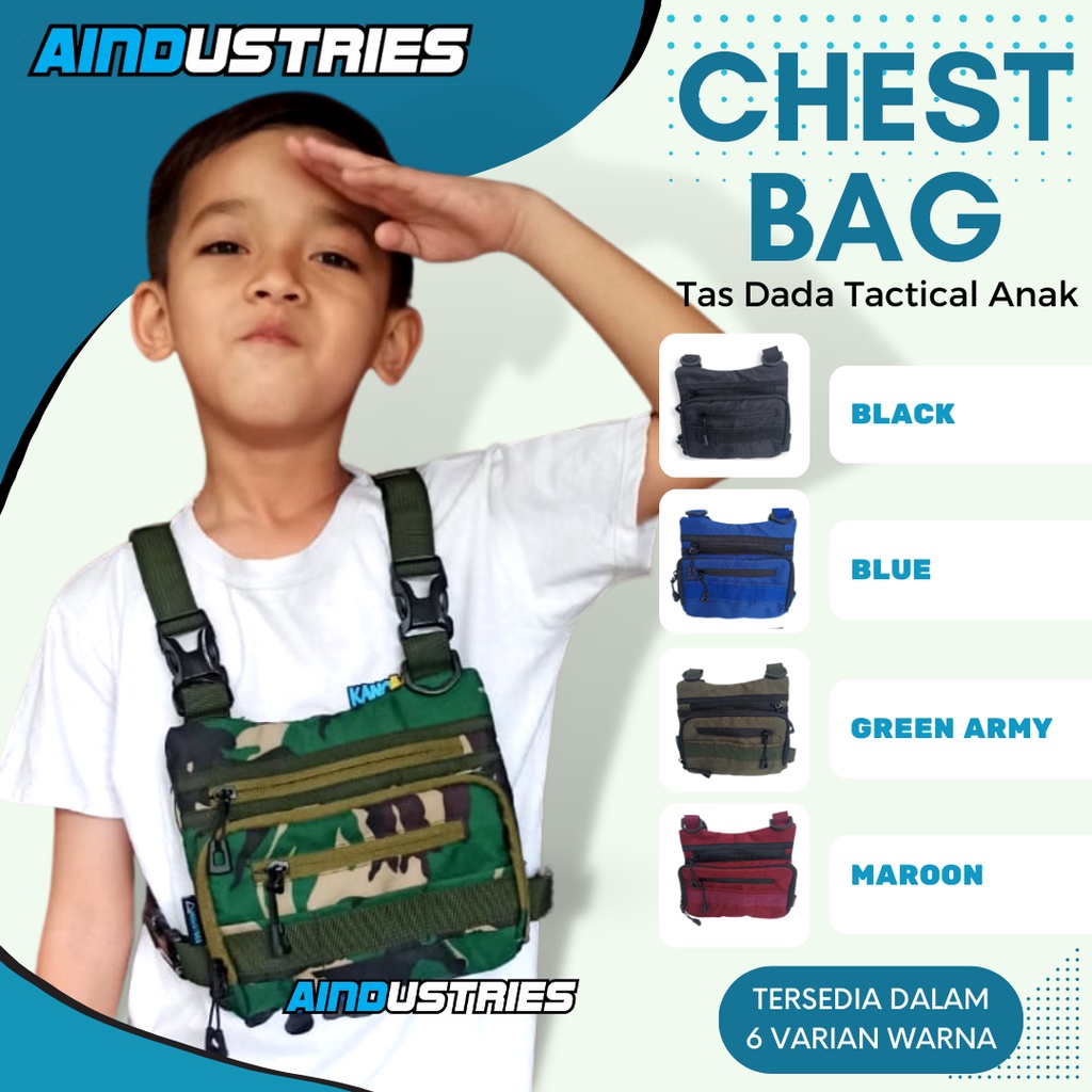 Tas Anak Loreng Army Camo, Chest Bag Anak Rompi Depan Dada TNI Cilik Anak, Tas Dada Anak, Tas Bahu A