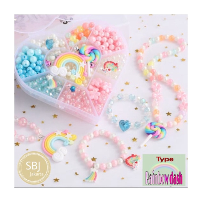 Promo DIY mainan edukatif merangkai manik  mainan kreatifitas meronce manik - Rainbow dash Limited