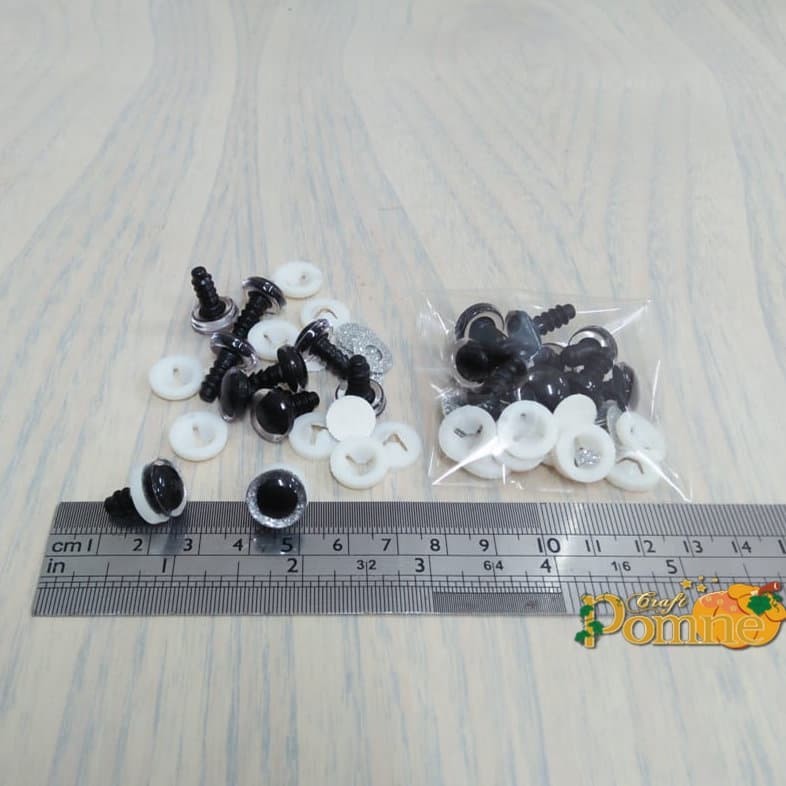 12mm Craft Eye Silver Black Solid Amigurumi / Mata Boneka Silver Hitam