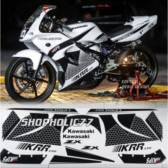 Jual Stiker Striping Ninja Rr Old Variasi Hexagon Putih Cuting Laminasi Glosy Tahan Vernis