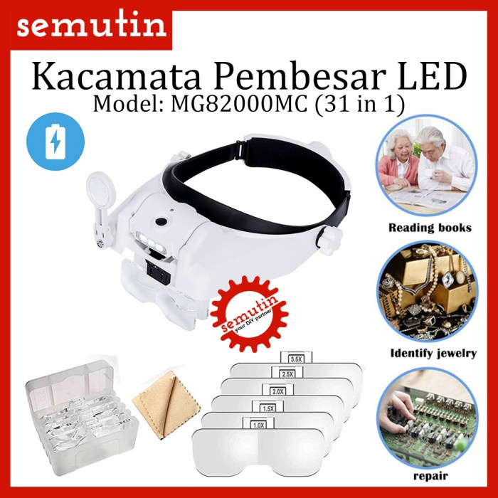 

Kacamata Pembesar LED MG82000MC / Kaca Mata Servis / Lampu Reparasi