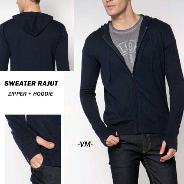 navy blue zipper sweater