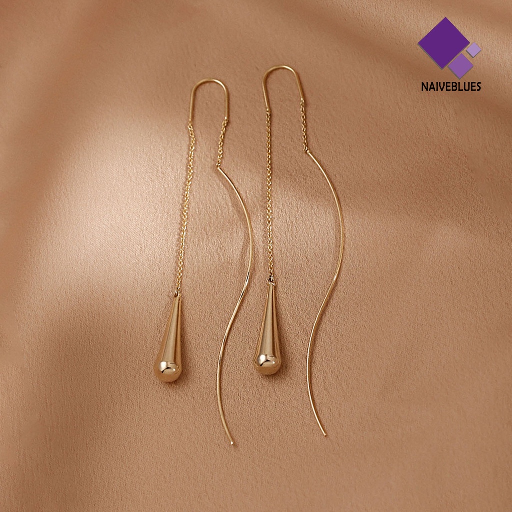 1 Pasang Anting Gantung Panjang Model Geometri Elegan Untuk Wanita