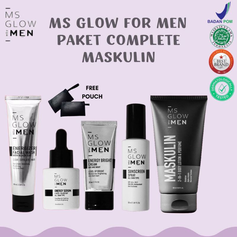 MS GLOW MEN ORIGINAL SKINCARE WAJAH PRIA / MS GLOW FOR MEN BASIC LENGKAP / MS GLOW MEN PAKET LENGKAP 4IN1 BASIC / MS GLOW MAN /  SKINCARE COWOK / MSGLOW MEN PENCERAH WAJAH PENGHILANG FLEK HITAM BPOM