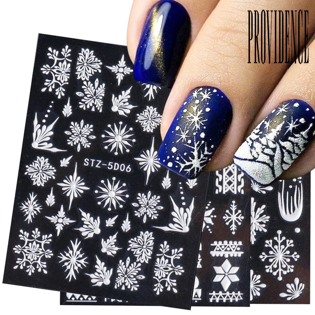 Stiker Kuku Motif Snowflake Natal Bahan Resin Tahan Pudar Untuk Dekorasi Nail Art