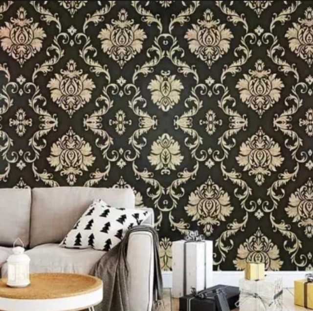 Wallpaper Dinding / Wallpaper Sticker BATIK GOLD HITAM