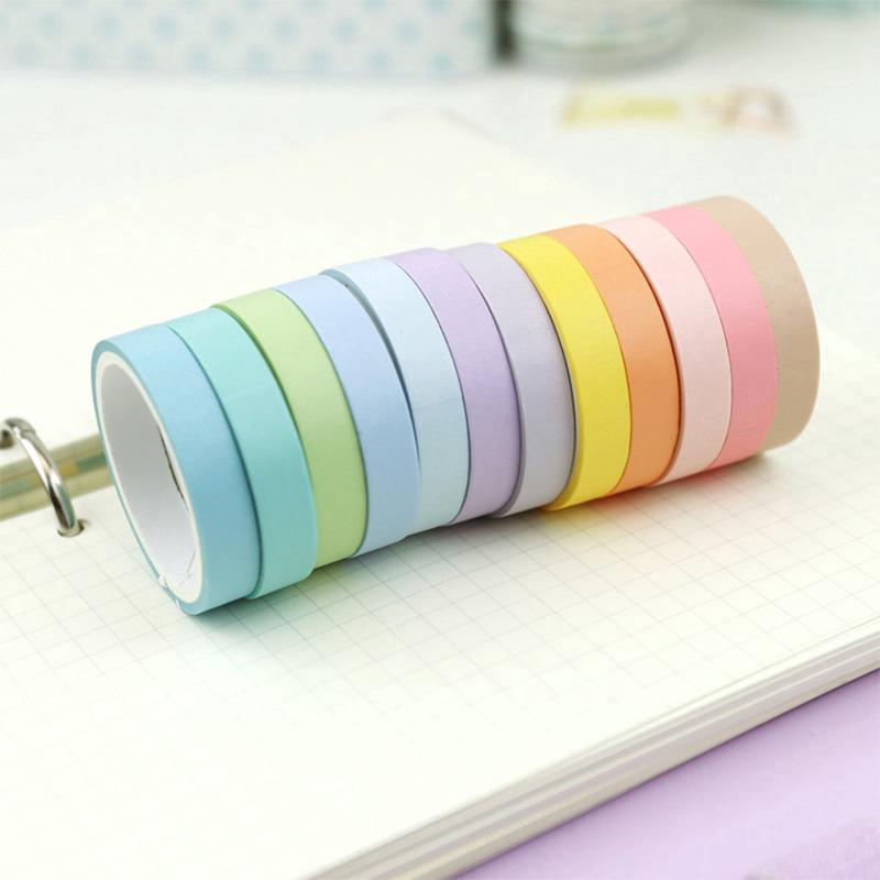 12Pcs Lot Selotip  Washi Warna  Pelangi untuk Dekorasi 