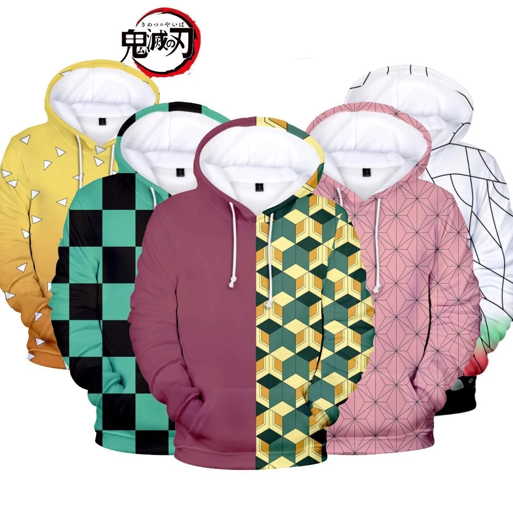 Jaket Hoodie Sweater Anime Kimetsu No Yaiba Tanjiro Nezuko Zenitsu