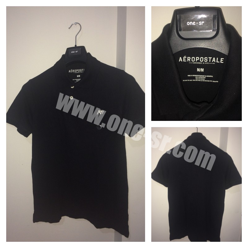 Polo Shirt Aeropostale Black A87 Signature Original