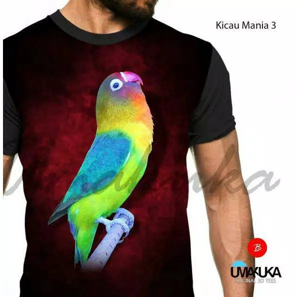 T-Shirt Burung Kicau Mania 3 Full Print Baju Kaos 3D Umakuka Premium Quality