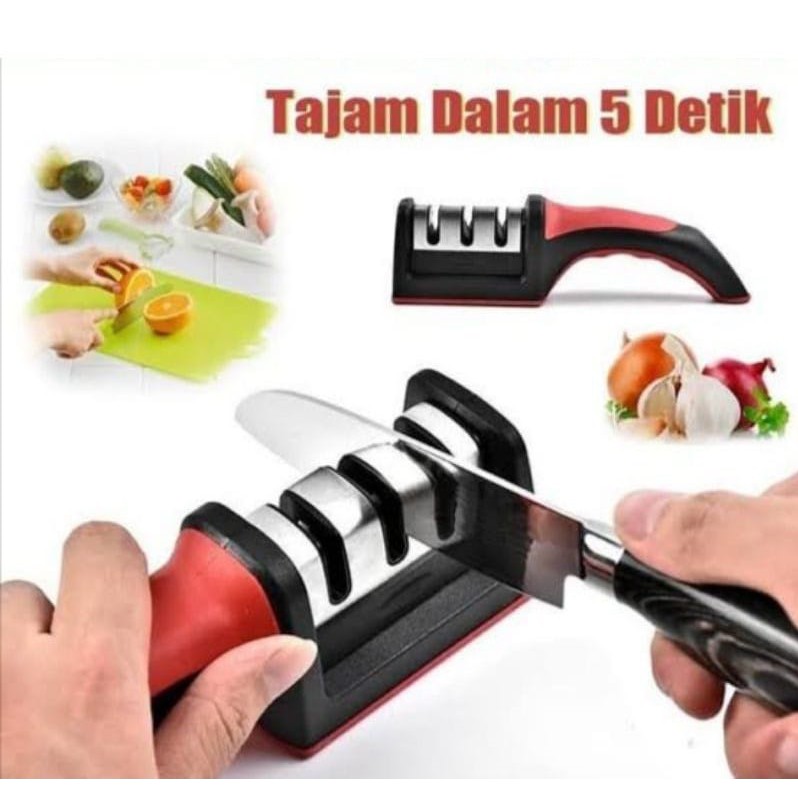 DS SS10 Alat Pengasah Pisau dengan Pegangan Ergonomis | 3 Tahap Asahan | Knife Sharpener with handle
