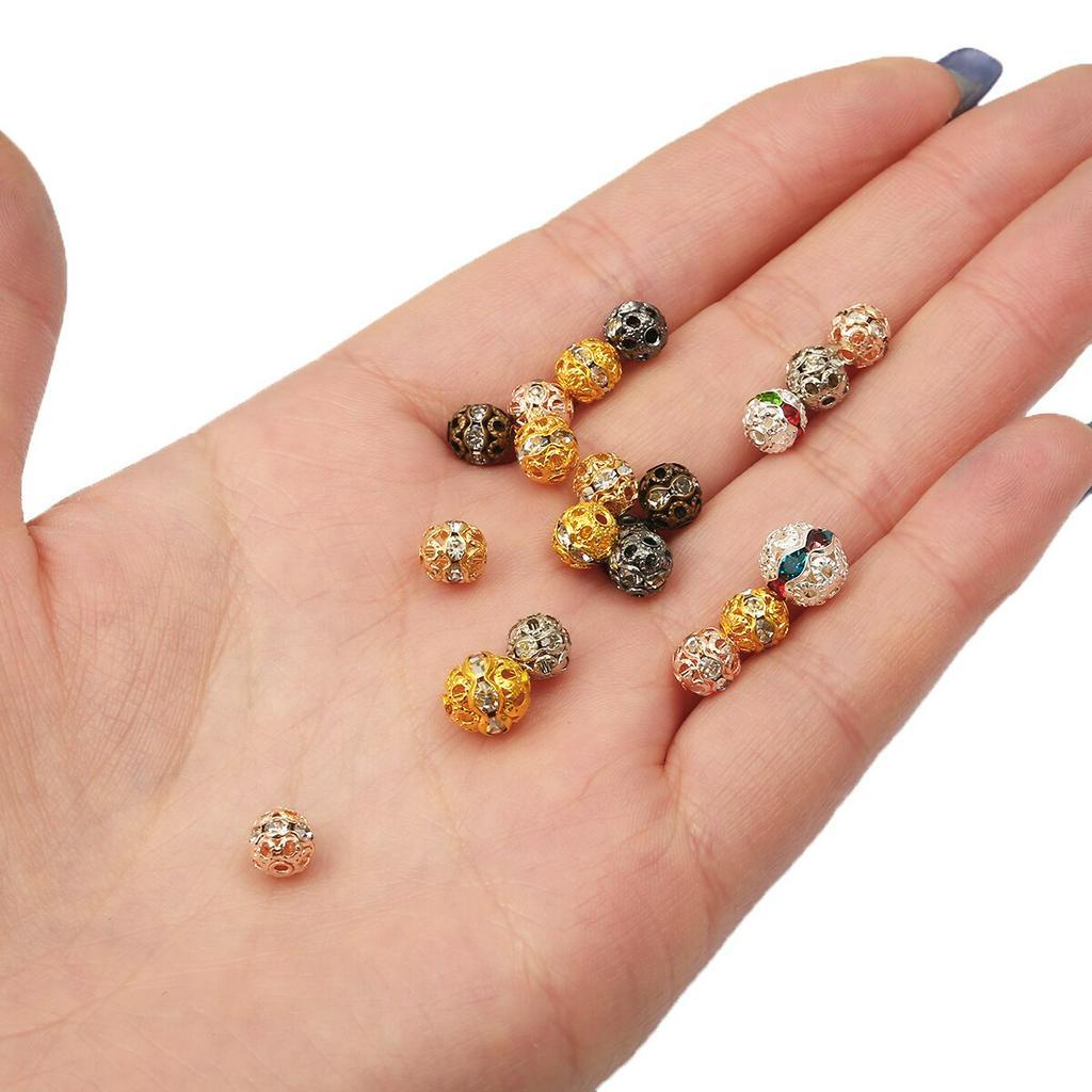 20pcs Manik-Manik Bola Kristal Berlian Imitasi Bahan Tembaga Ukuran 6mm 8mm Untuk Membuat Perhiasan