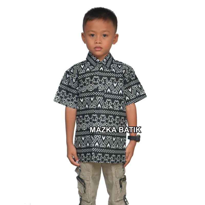 BSWART Batik HRB026 Kenongo Hem Pendek Padi Pekalongan M L XL Batik Pria MURAH Modern Grosir-Anak semut umur 2th
