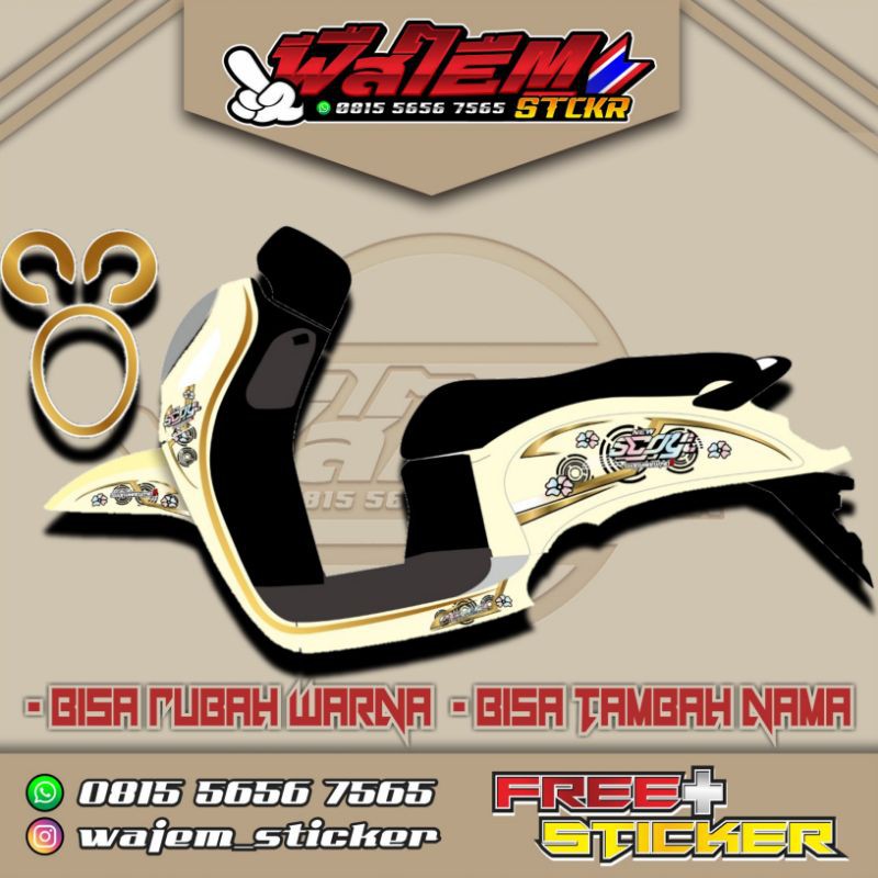 Striping Transparan Scoopy 2021 List Flower Hologram